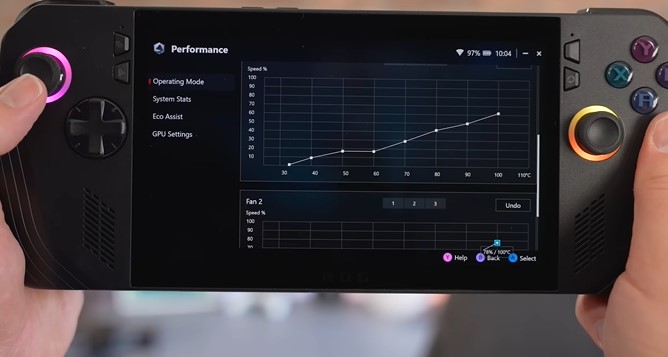 Asus ROG Ally X custom Performance mode