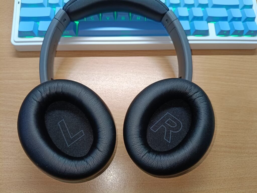 On the Desk Kiwi Ears Ardor Headphone place with front of Earcups showing how comfortable it is.